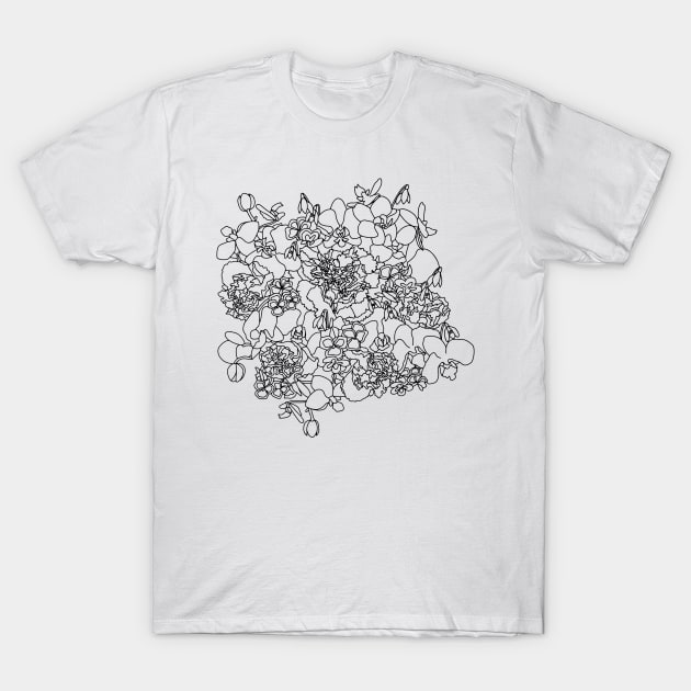 January Birth Month Flower Bouquet Drawing T-Shirt by EKA Design